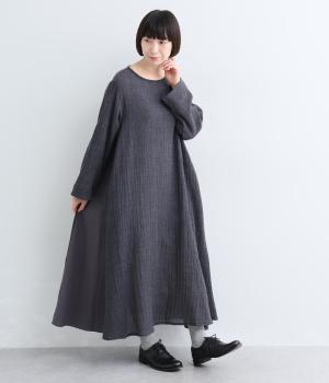 ウールガーゼ　コットンクロスワンピース（チャコールグレー・F）