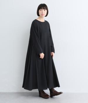 ウールガーゼ　コットンクロスワンピース（ブラック・F）