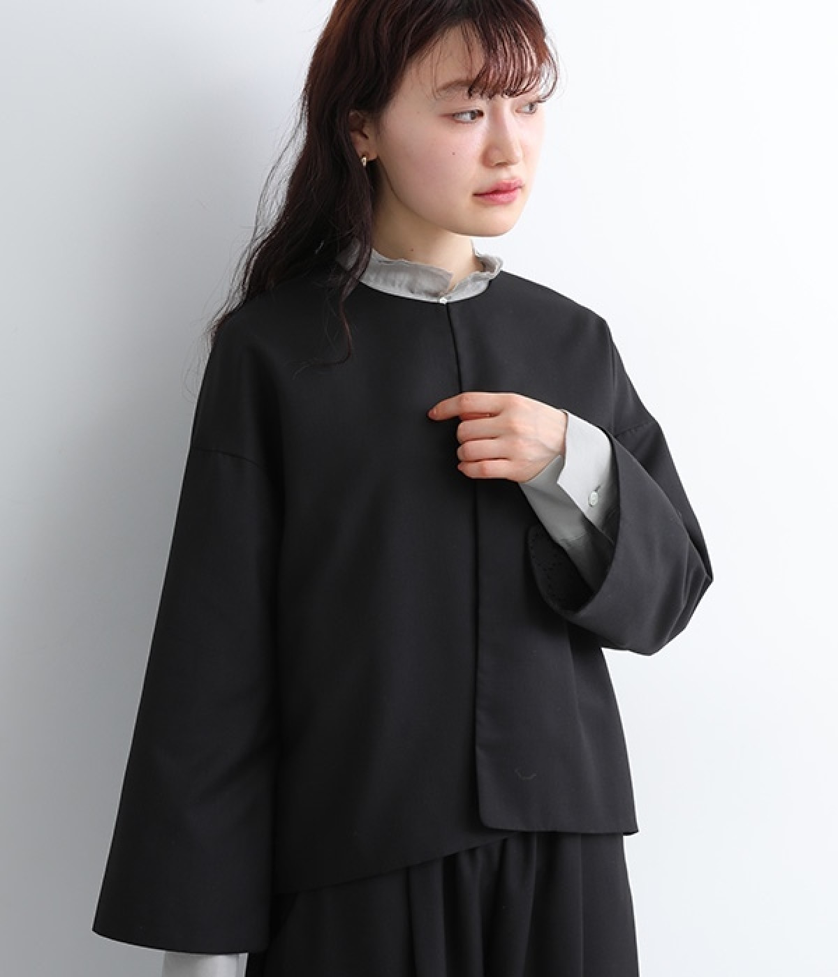 カフス裏ドットレースジャケット(ブラック-ONESIZE)