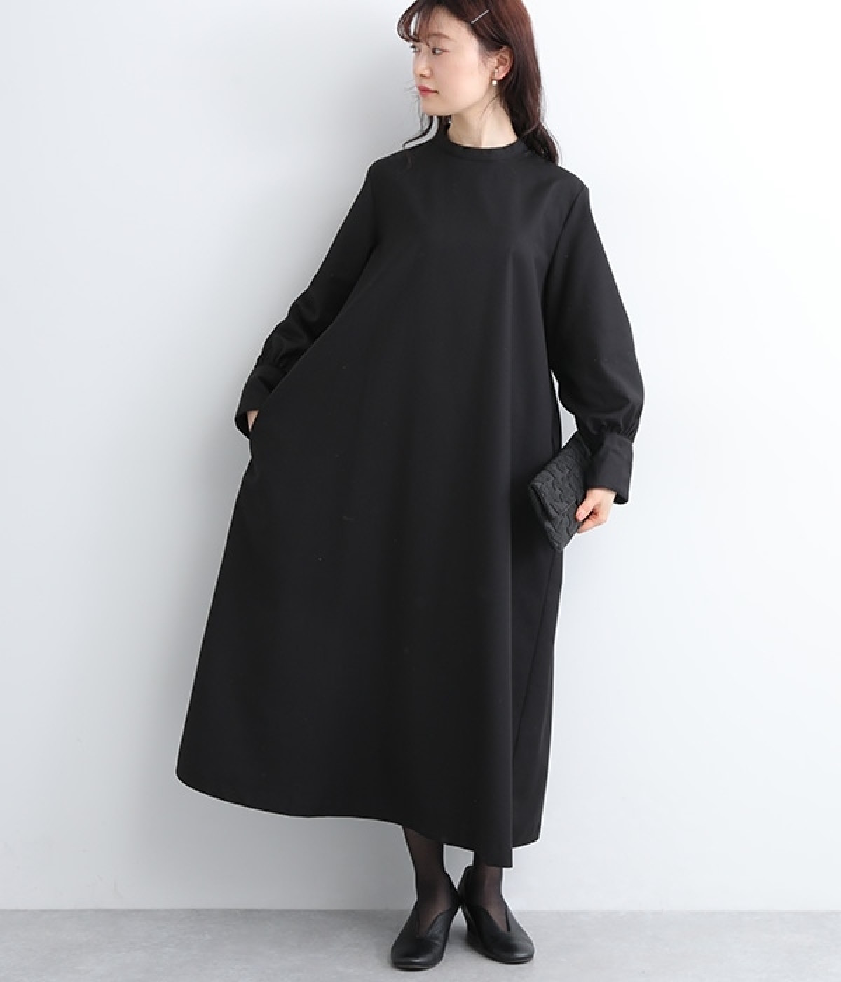 カフス裏ドットレースワンピース(ブラック-ONESIZE)