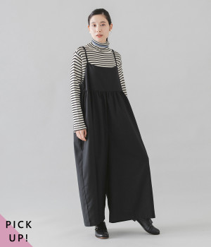 別注｜くるみボタンワイドサロペット(ブラック-ONESIZE)