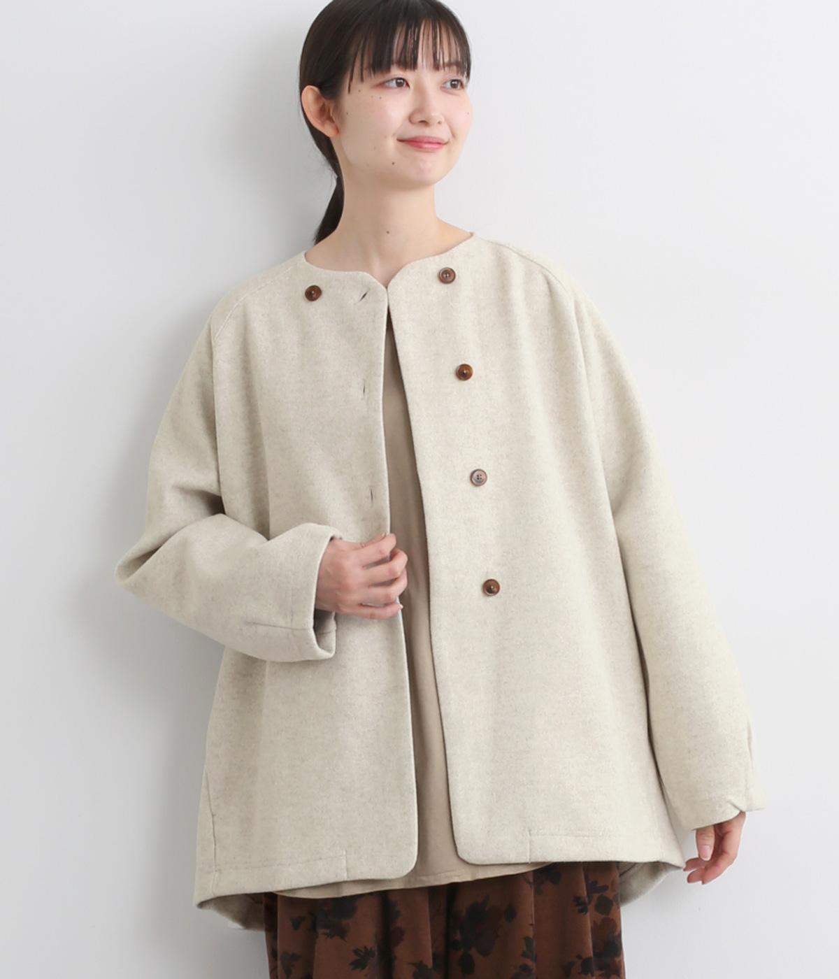 圧縮ニットコクーンジャケット(アイボリー-F)