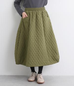 キルトスカート(カーキ-F)