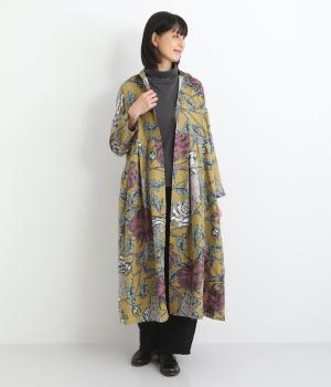 うさぎとフラワー柄ワンピース(マスタード-F)