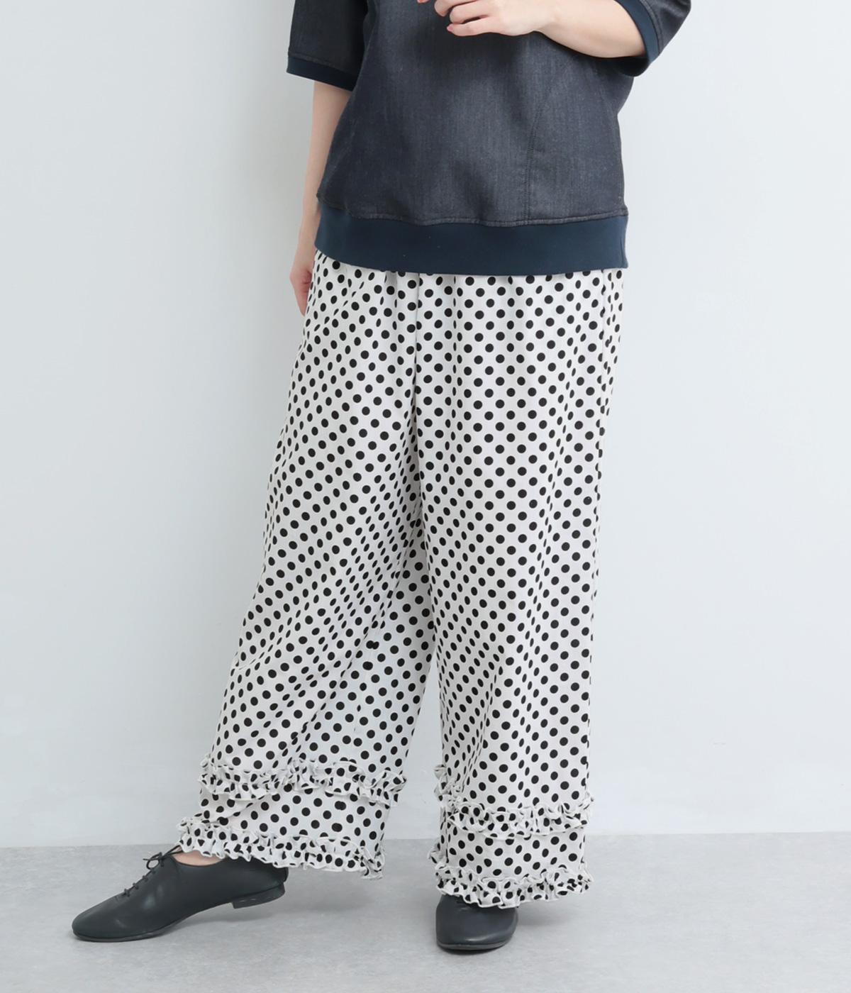 ポルカドットフリルパンツ(オフホワイト-F)