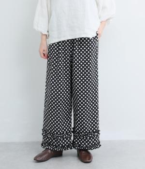 ポルカドットフリルパンツ(ブラック-F)