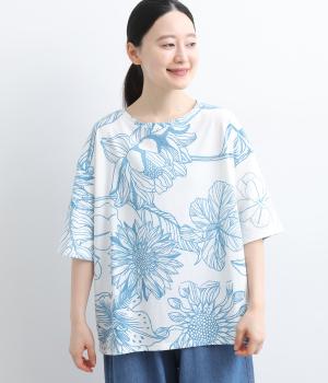 ボタニカル柄Tシャツ(オフホワイト-F)
