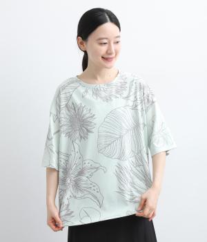 ボタニカル柄Tシャツ(ミント-F)