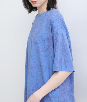 ボタニカル柄Tシャツ(ネイビー-F)
