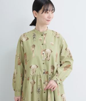 ピーチスキンアニマル総柄ワンピース