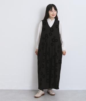 フロッキープリントサロペット（ブラック・F）