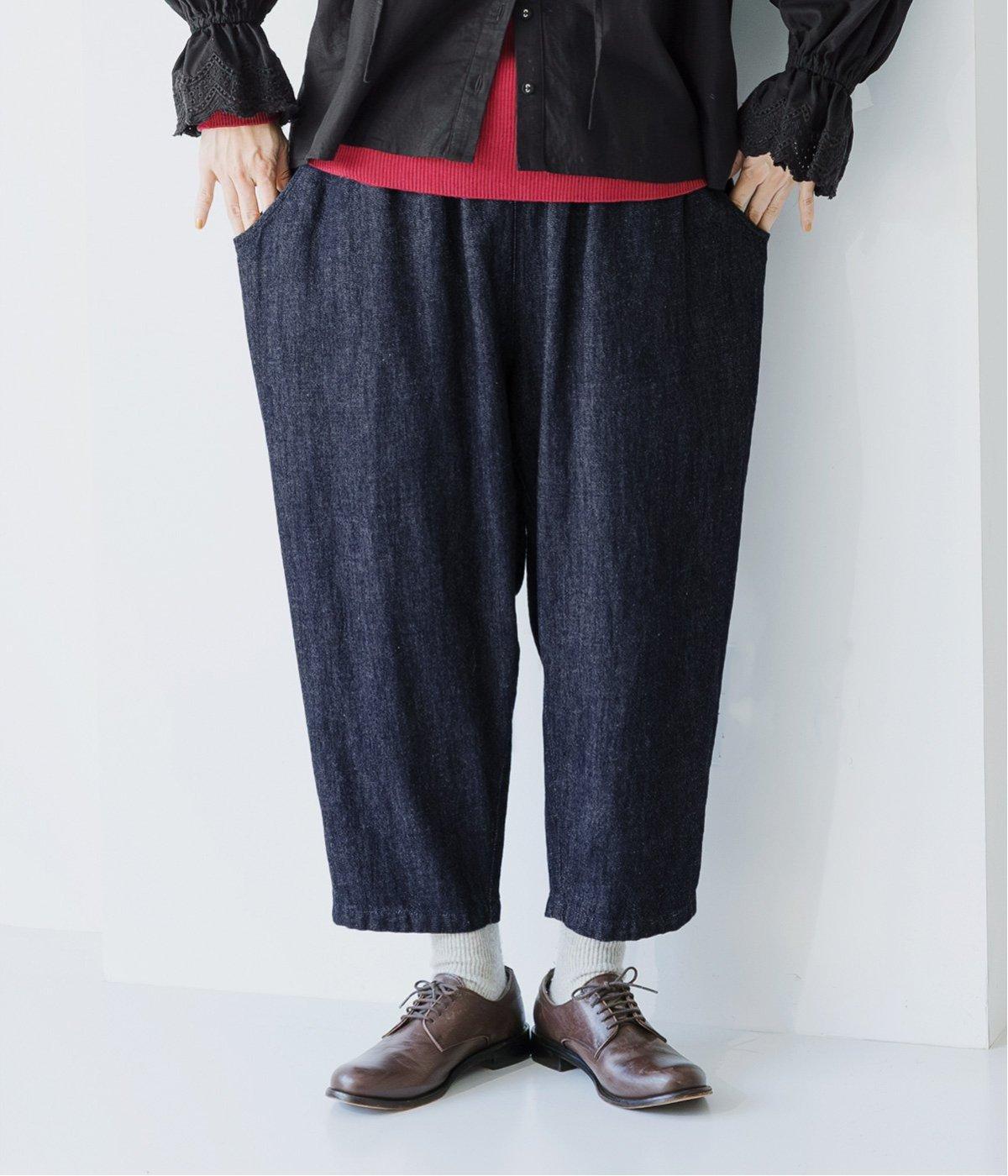 別注｜着丈選べる　甘撚りコットンリネンデニムよくばりパンツ(インディゴ-F)