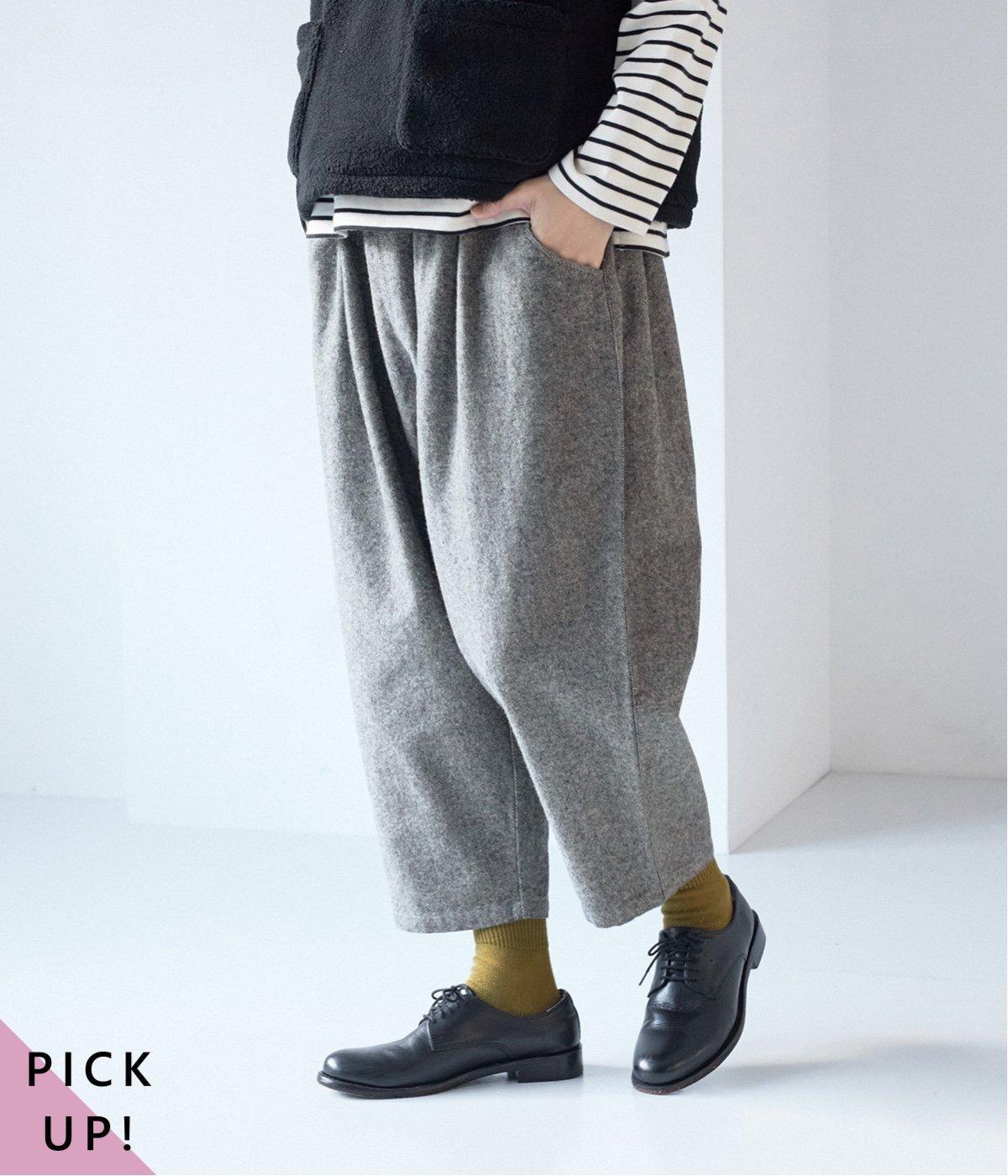 別注｜起毛コットンリネンツイル　あったかよくばりパンツ(フラックス-F)