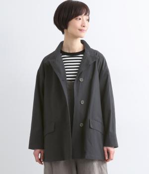 コットンタイプライター　スタンドカラーハーフコート(ブラック-F)