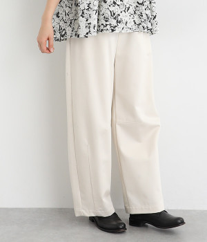 コットンツイル裾タックパンツ(アイボリー-ONESIZE)