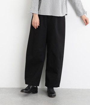 コットンツイル裾タックパンツ(ブラック-ONESIZE)