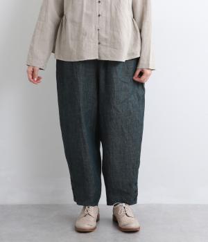 ヴィンテージリネンチノクロス　裾ボタンパンツ(デニム-F)