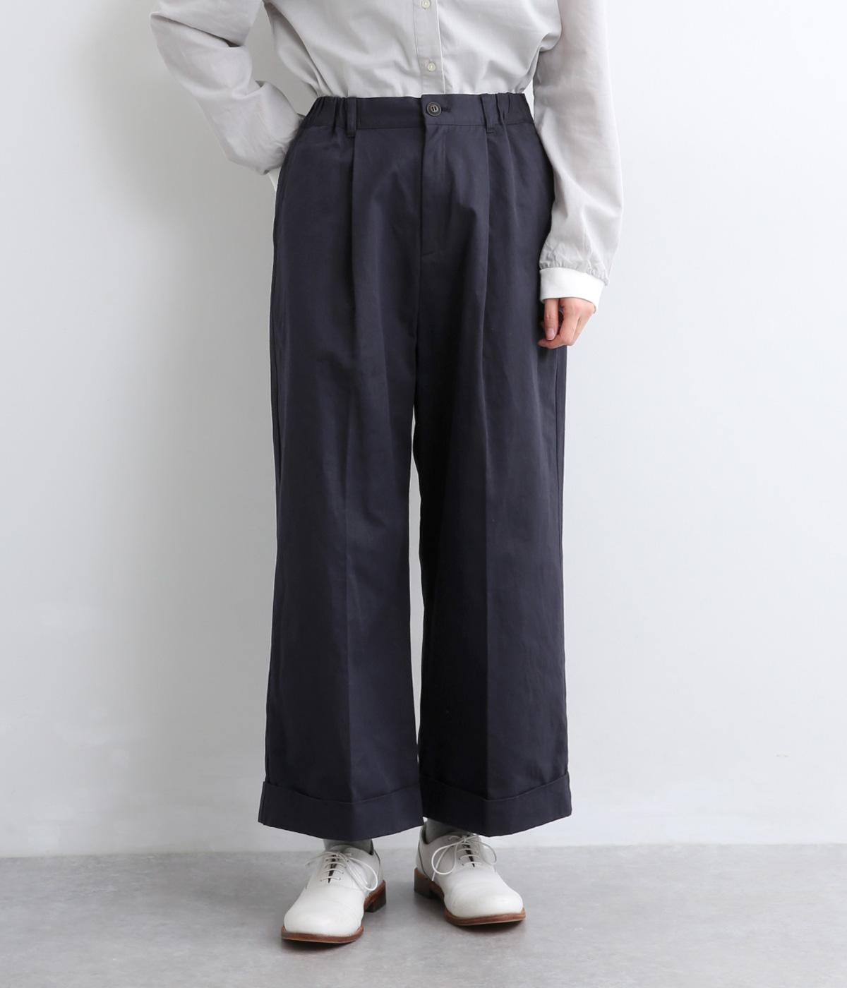 コットンリネン　裾ダブルパンツ(ナスコン-F)