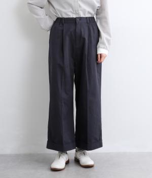 コットンリネン　裾ダブルパンツ(ナスコン-F)