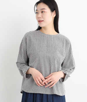 オーガニックドビーサッカー袖ドロストプルオーバー(ブラック-ONESIZE)