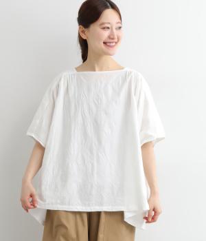 コットンリネンパナマロックチェック肩切替Bigプルオーバー(オフホワイト-ONESIZE)