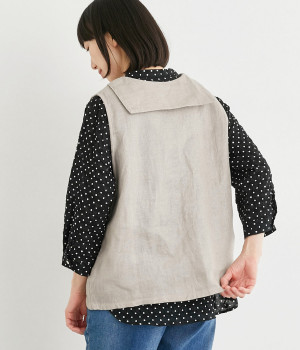 フレンチリネンドビークロスセーラーカラーベスト(ライトグレー-ONESIZE)