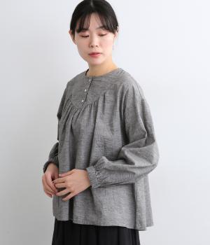 ULTRA WASHERコットンリネン変形ヨークプルオーバー(ハケメ-F)