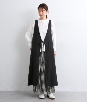 フレンチリネン2wayロングジレ(ブラック-F)