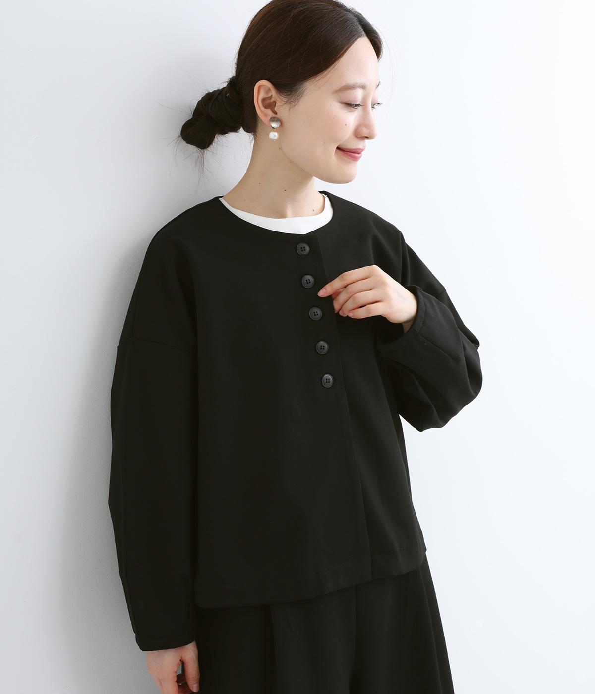 オールシーズナルポンチクルーネックジャケット(ブラック-F)