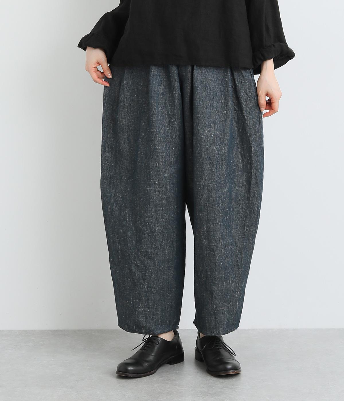 ヴィンテージリネンクロス総ゴムタックパンツ(デニム-ONESIZE)