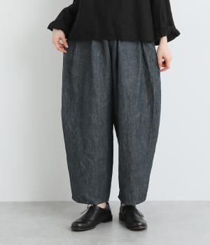 ヴィンテージリネンクロス総ゴムタックパンツ(デニム-ONESIZE)