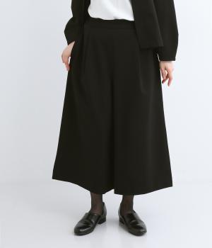 オールシーズナルポンチウエストゴムフレアーパンツ(ブラック-F)