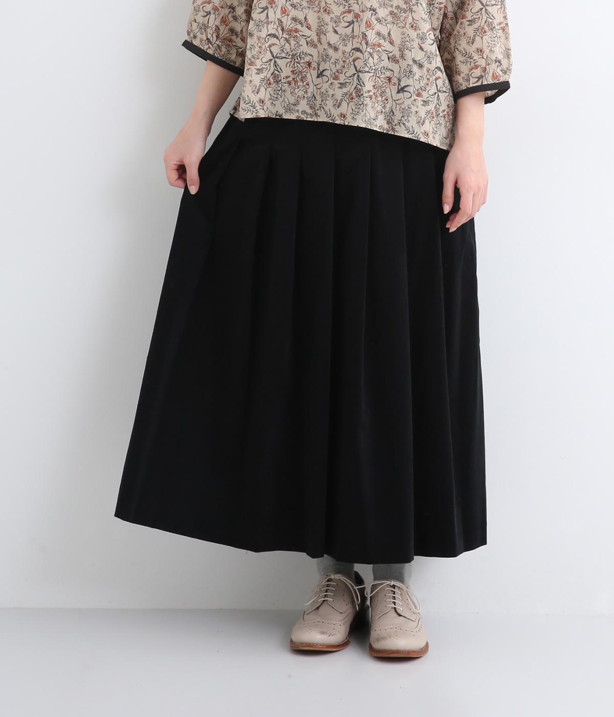コットンシャツコールタックスカート(ブラック-F)