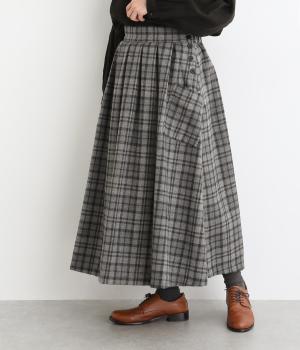 ハンモウウール脇ボタンアウトポケットスカート