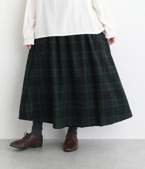 ハンモウウール脇ボタンアウトポケットスカート(ブラックウォッチ-F)