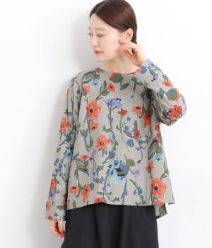 リネンコットンシーチング後Dカン付きプルオーバー(グレー-ONESIZE)