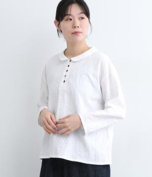 コットンドビークロスハンドルワッシャー襟付きプルオーバー