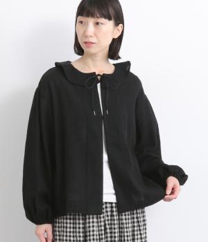 ウールガーゼ襟ギャザー紐付きブラウス