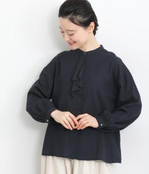 コットンウール襟フリルブラウス