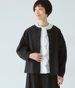 コットンリネン　ヘビーキャンバスクルーネックジャケット