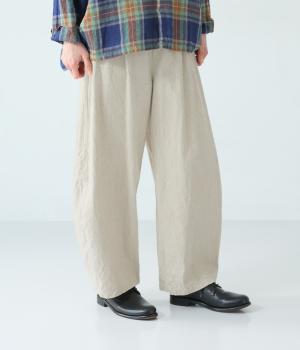 コットンリネン　ヘビーキャンバスコクーンパンツ(ナチュラル-F)