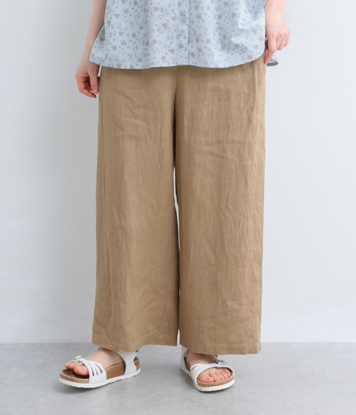 フレンチリネン　ウエストデザインパンツ(ベージュ-F)