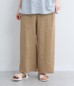 フレンチリネン　ウエストデザインパンツ(ベージュ-F)