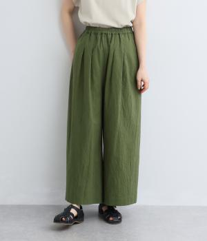 コットンハンドワッシャーウエストゴムタックパンツ