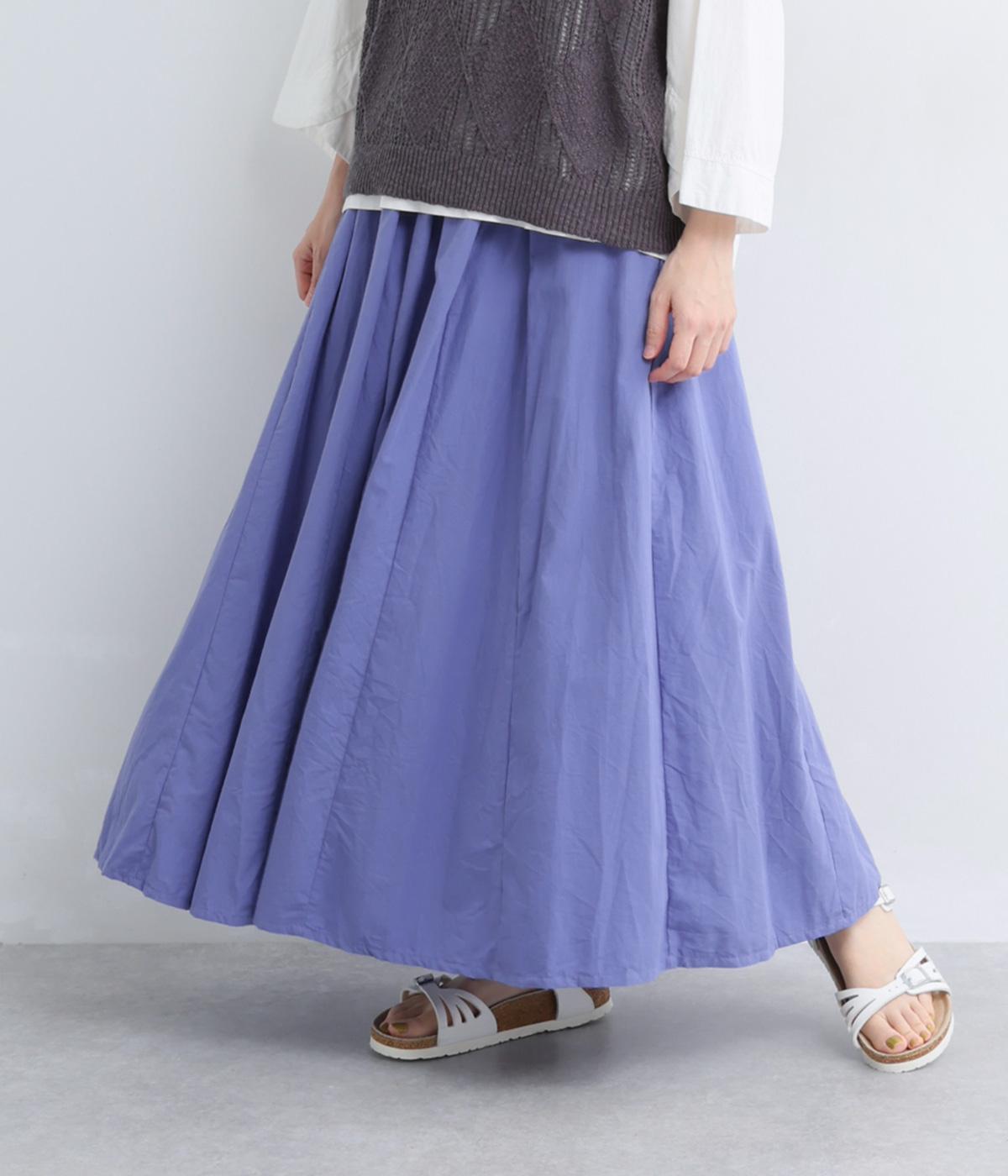 コットンブロード　マチ入りタックスカート(ブルー-F)
