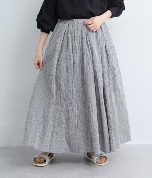 コットンブロードギンガム　マチ入りタックスカート