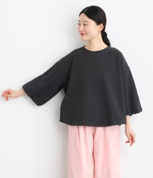 異素材切り替えバルーン袖プルオーバー(ブラック-F)