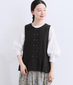 フレンチリネン　ダブル釦ベスト