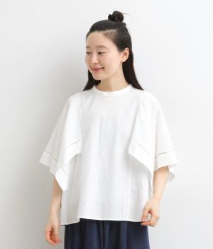 コットン　袖ハシゴレース使いプルオーバー(オフ-F)