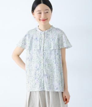 コットンボタニカルケープ風前開きブラウス(オフ-F)